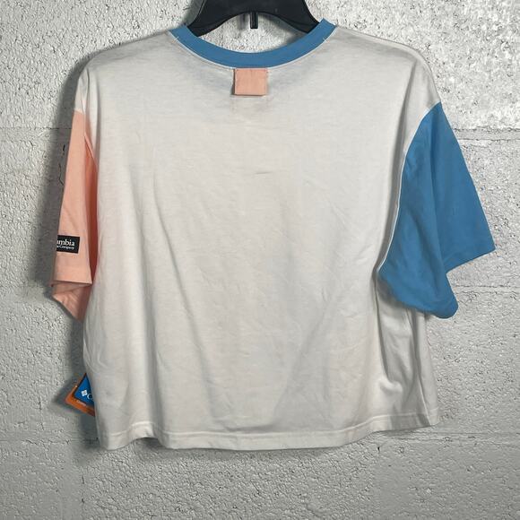 Columbia Women's Deschutes Valley™ Cropped T-Shirt white/blue/peach Small - Picture 2 of 6